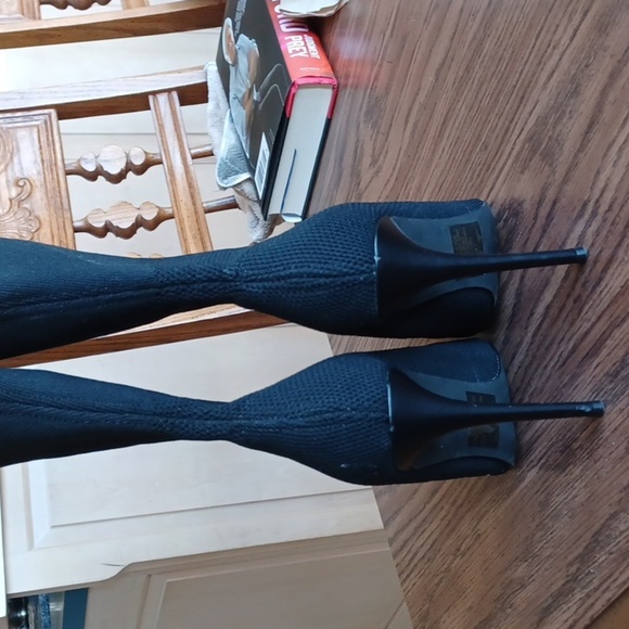 Steve Madden Black High Heel Sock Boot, 4.5" heel - Picture 4 of 8